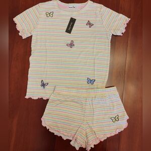 Emerson Road Pajama Set - Pastel Stripes and Butterflies XS,S